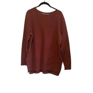 Athleta Maroon Marino Wool Waffle Knit Long Sleeve Sweater Size Large
